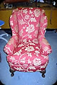 Victorian wing chair and feather cushion